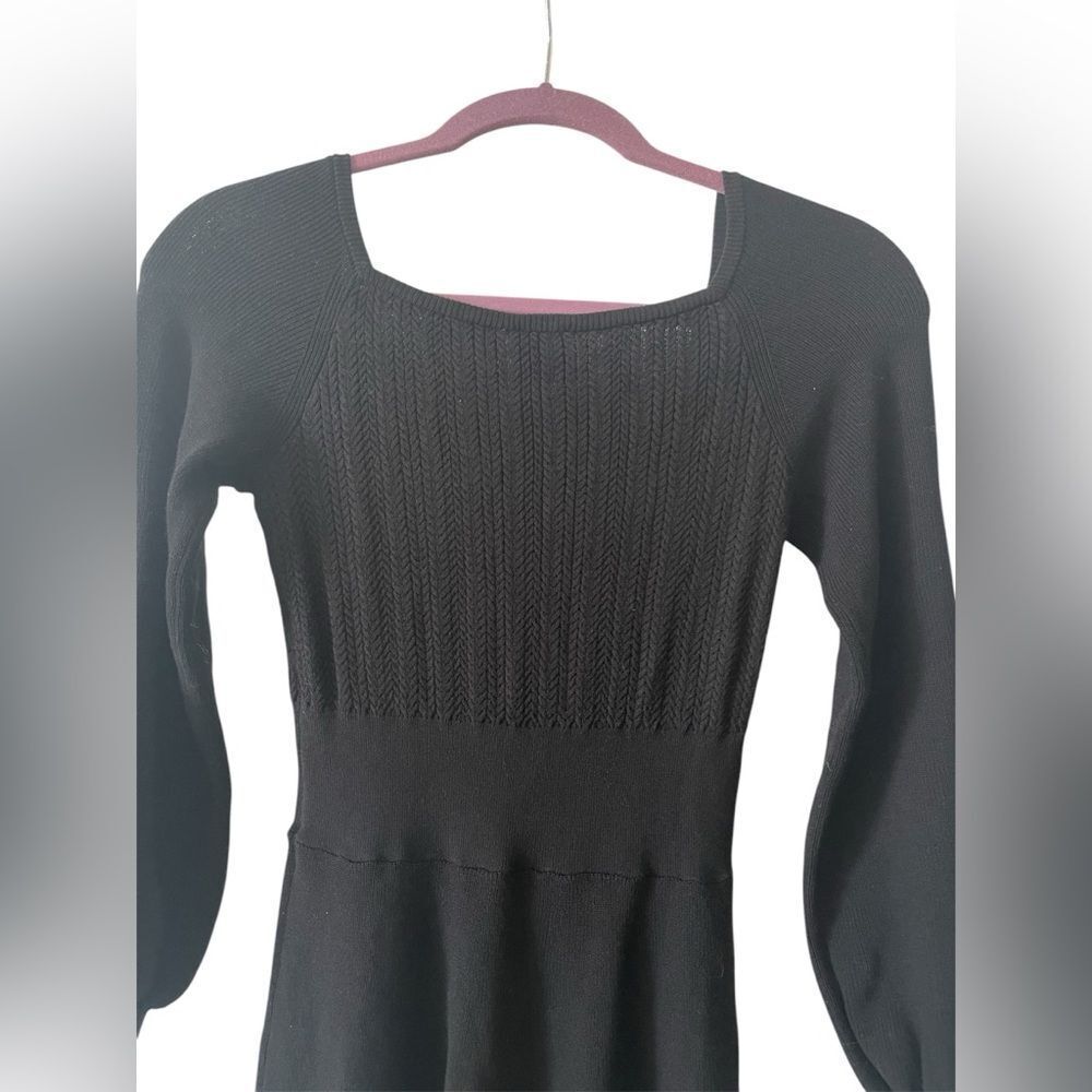 PINKO Black Knit Fit & Flare Dress Square Neck Balloon Sleeves Size Small NWT - Picture 4 of 15
